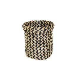 Panier en fibre naturelle motif ethnique zigzag