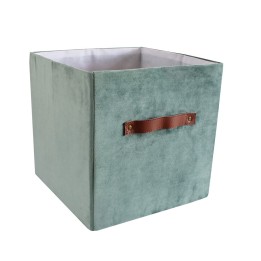 Bac de rangement en velours vert