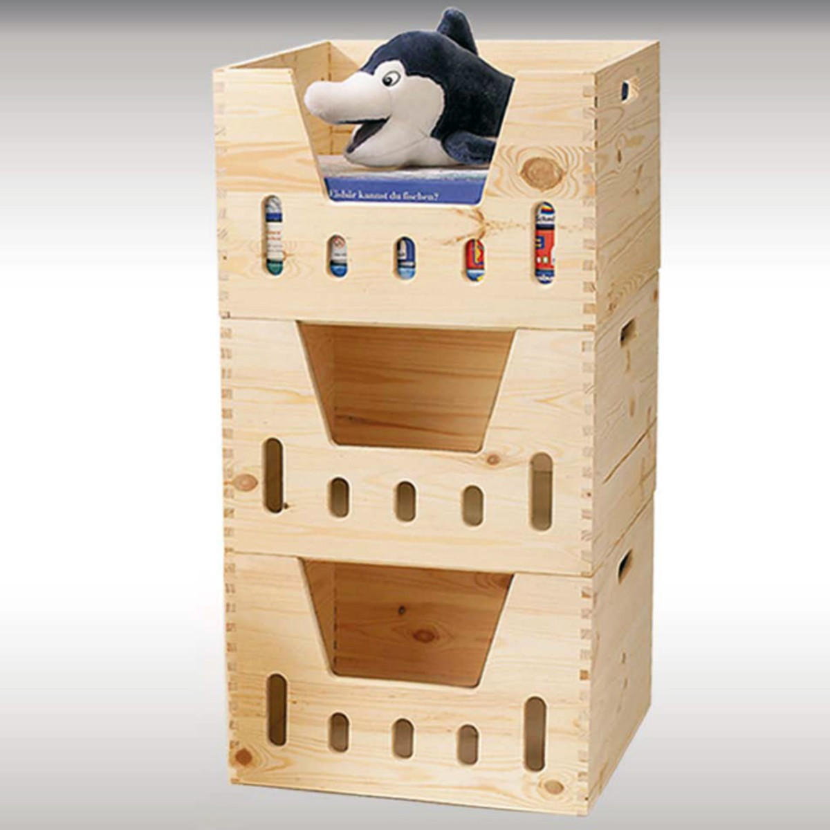 Caisse de rangement empilable - en pin brut