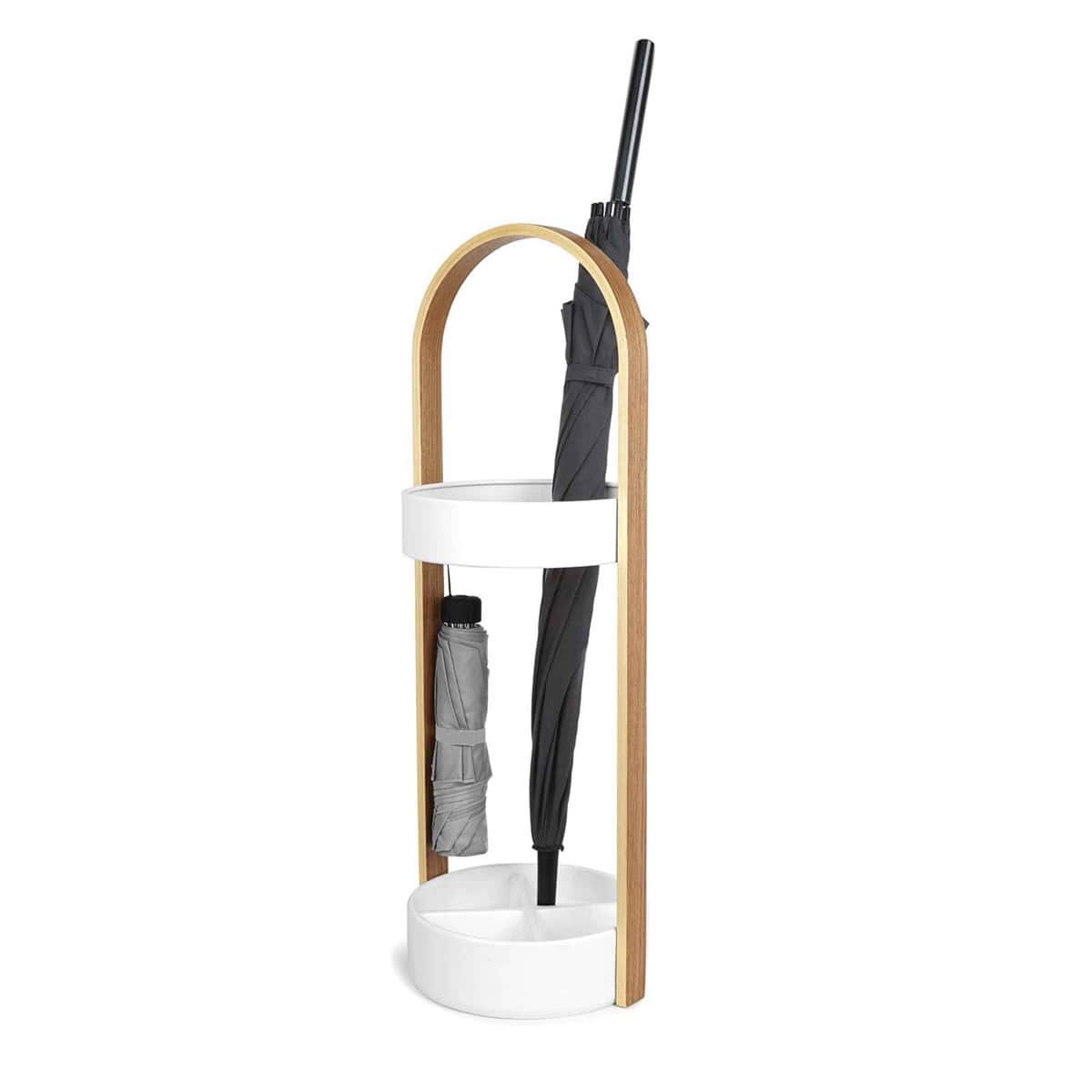 Porte parapluie blanc résine et bois Porte parapluie blanc résine et bois