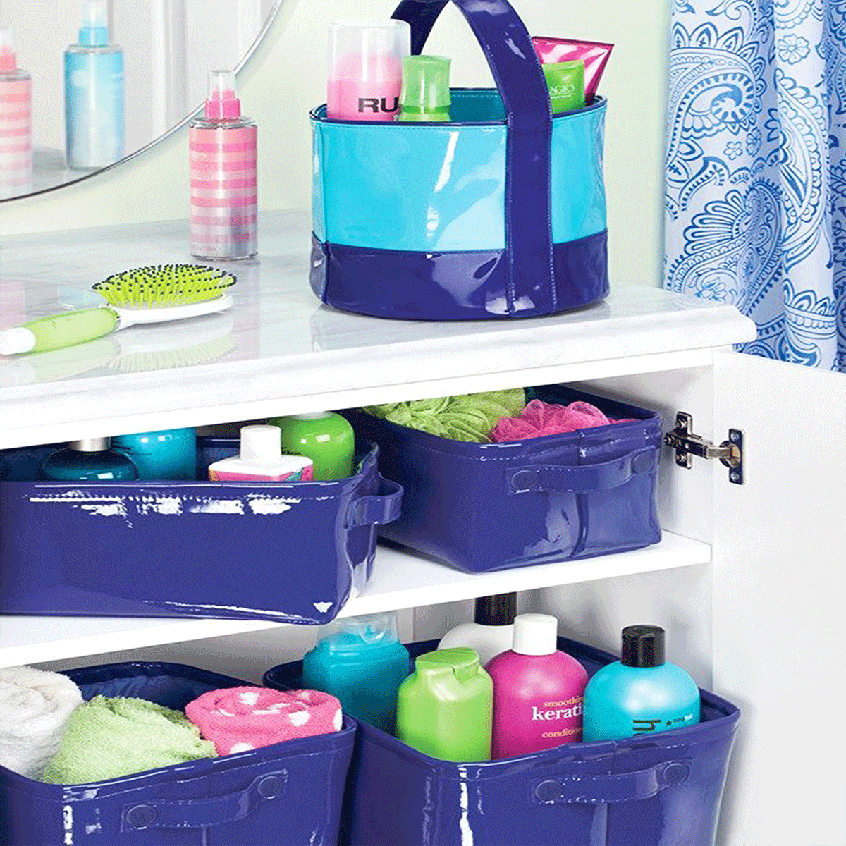 Panier de rangement bleu