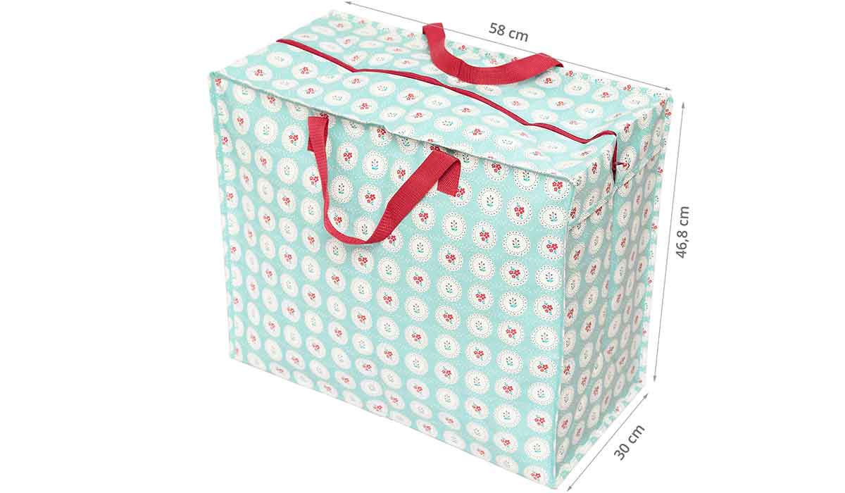 Saccone Riutilizzabile Jumbo Papillons Per Biancheria E Vestiti - 70 Litri, In Materiale Riciclato, Con Maniglie Nylon