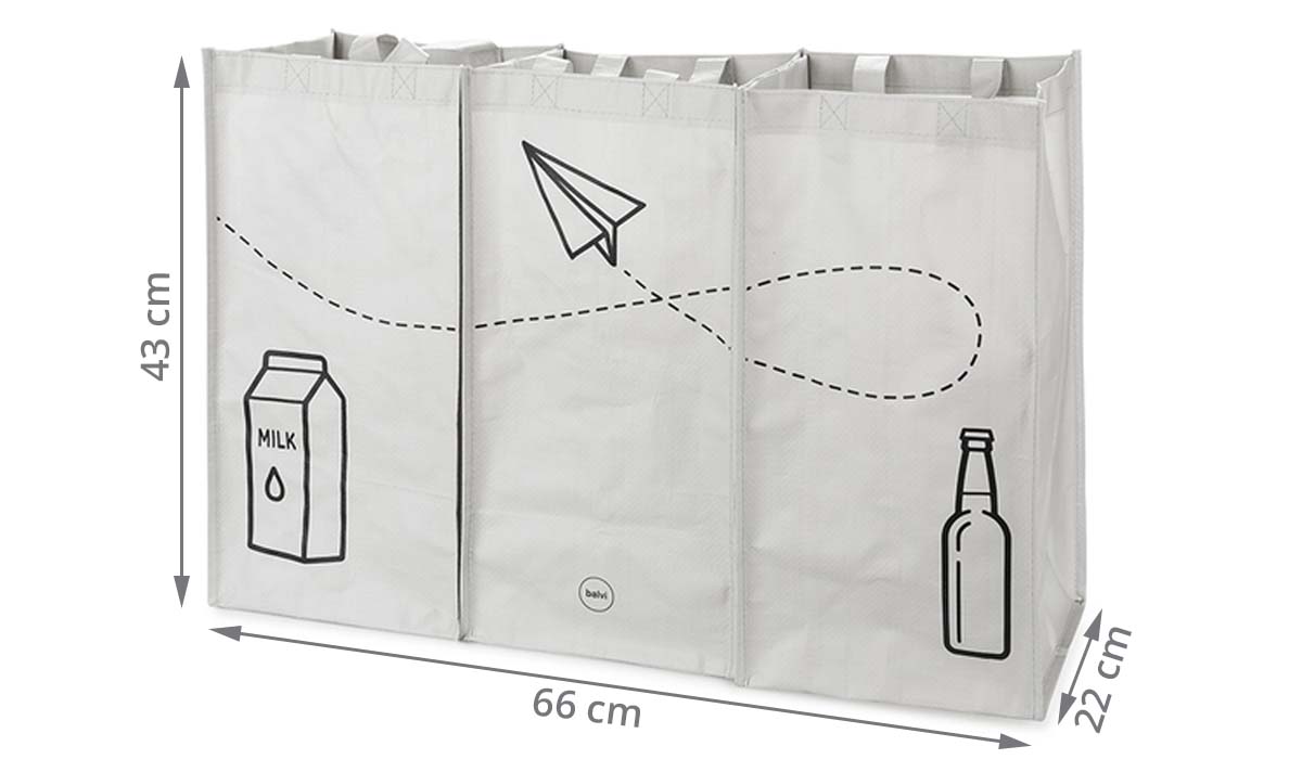 Lot De 3 Sacs De Tri Sélectif Lavables – Jaune, Vert, Bleu – Tissu Résistant – Pour Recyclage Facile à La Maison