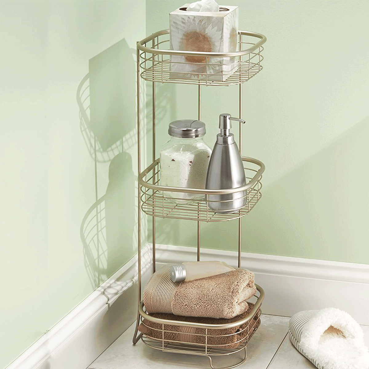 Etagère de salle de bain métal inoxydable 3 niveaux