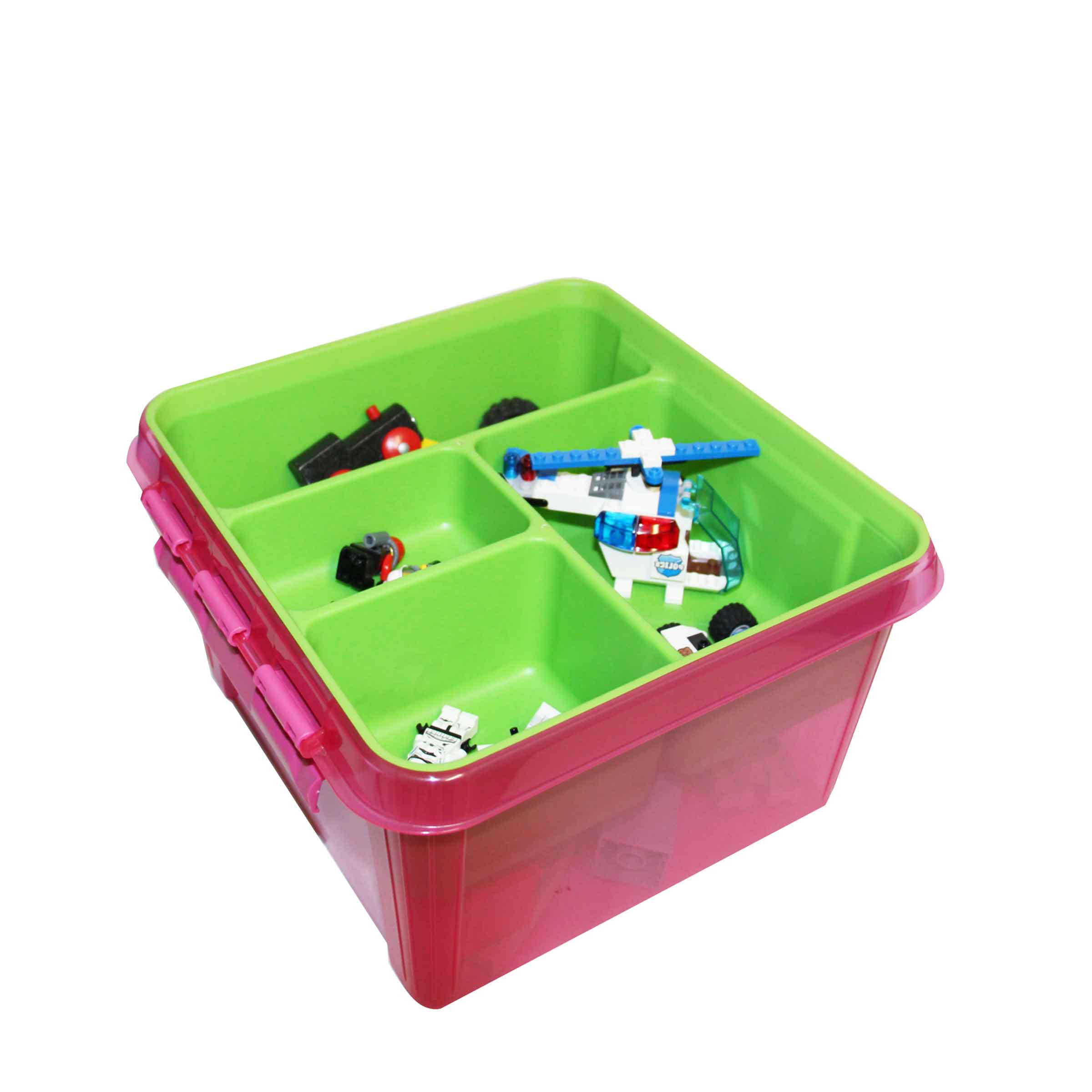 Boîte De Rangement Portable Pour Jouets Ou Bac à Sable - Coffre Plastique Jaune Avec Poignée - 38x25x8.5 Cm
