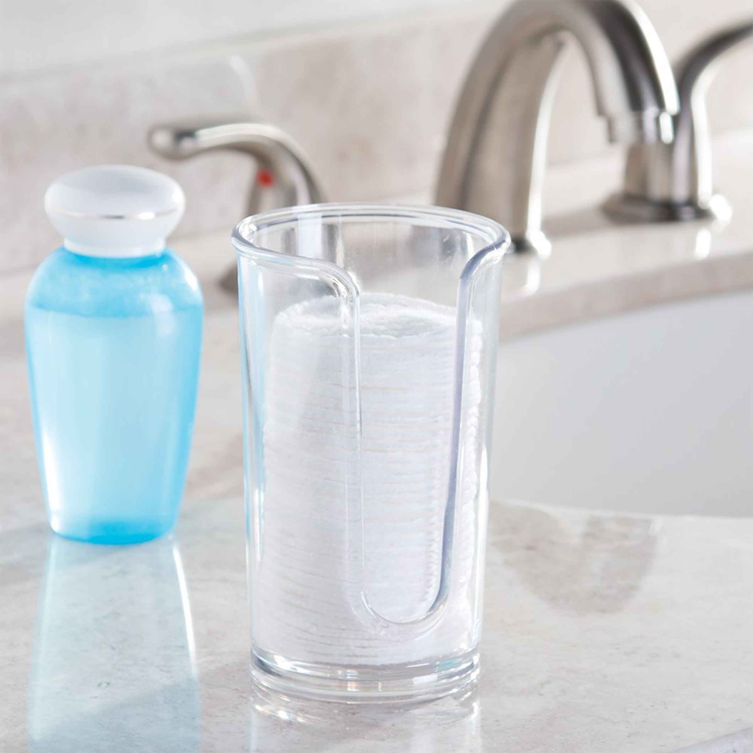 Rangement en plastique transparent pour disques de coton