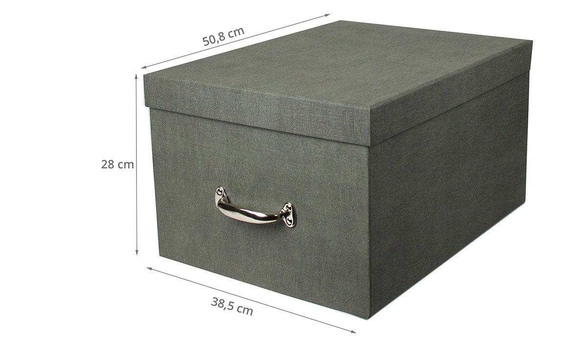 Grande boîte de rangement en carton gris - solide et élégante
