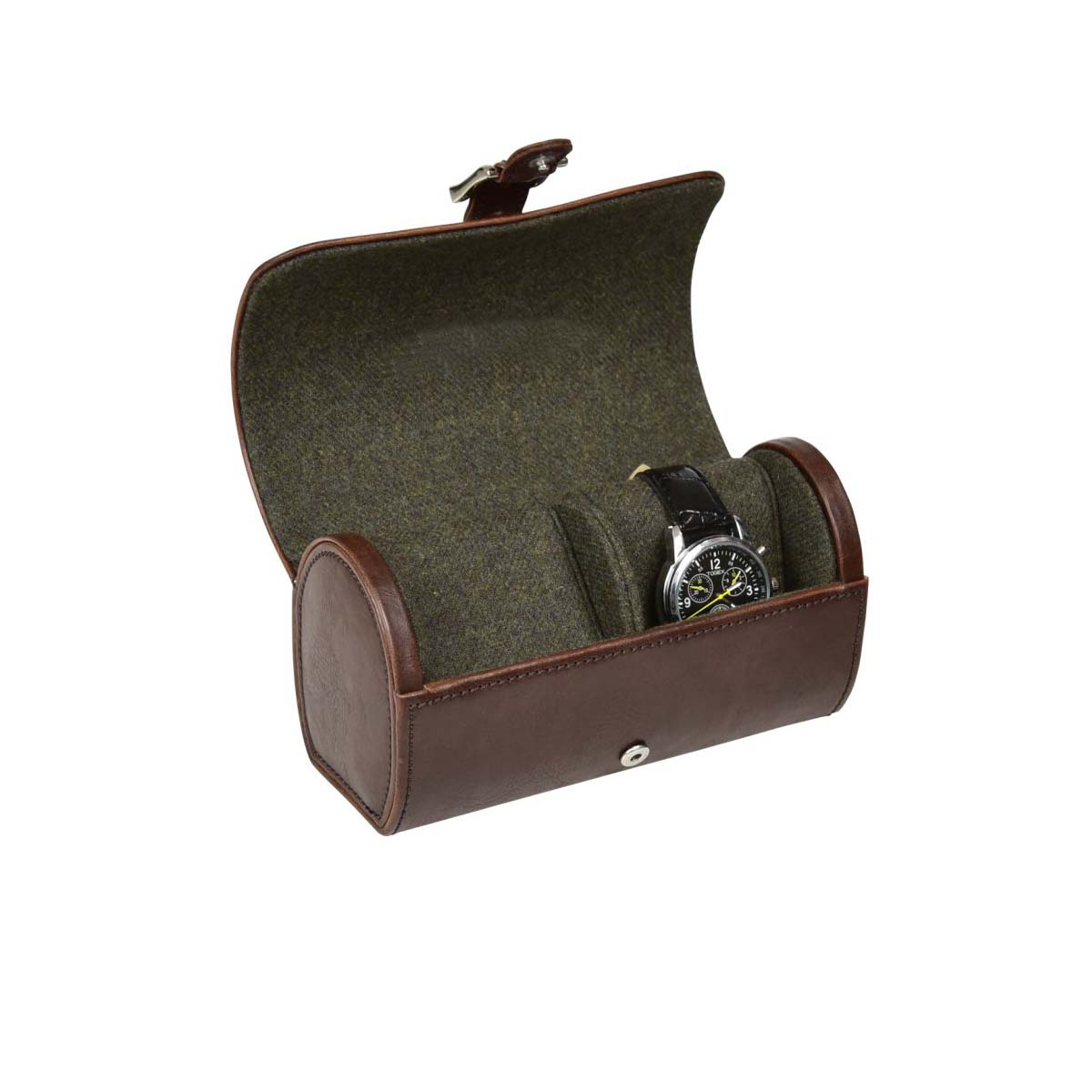 Etui Rond Pour 2 Montres Cuir Vegan