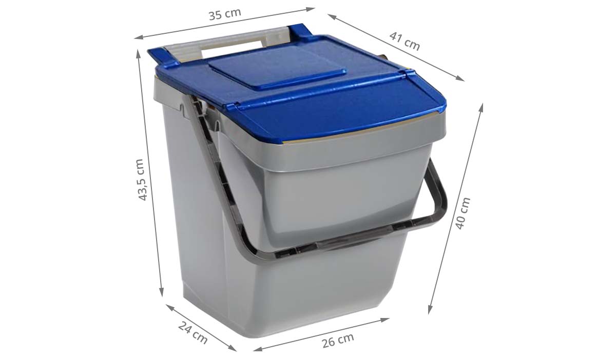 Poubelle de tri sélectif bleue 30 litres