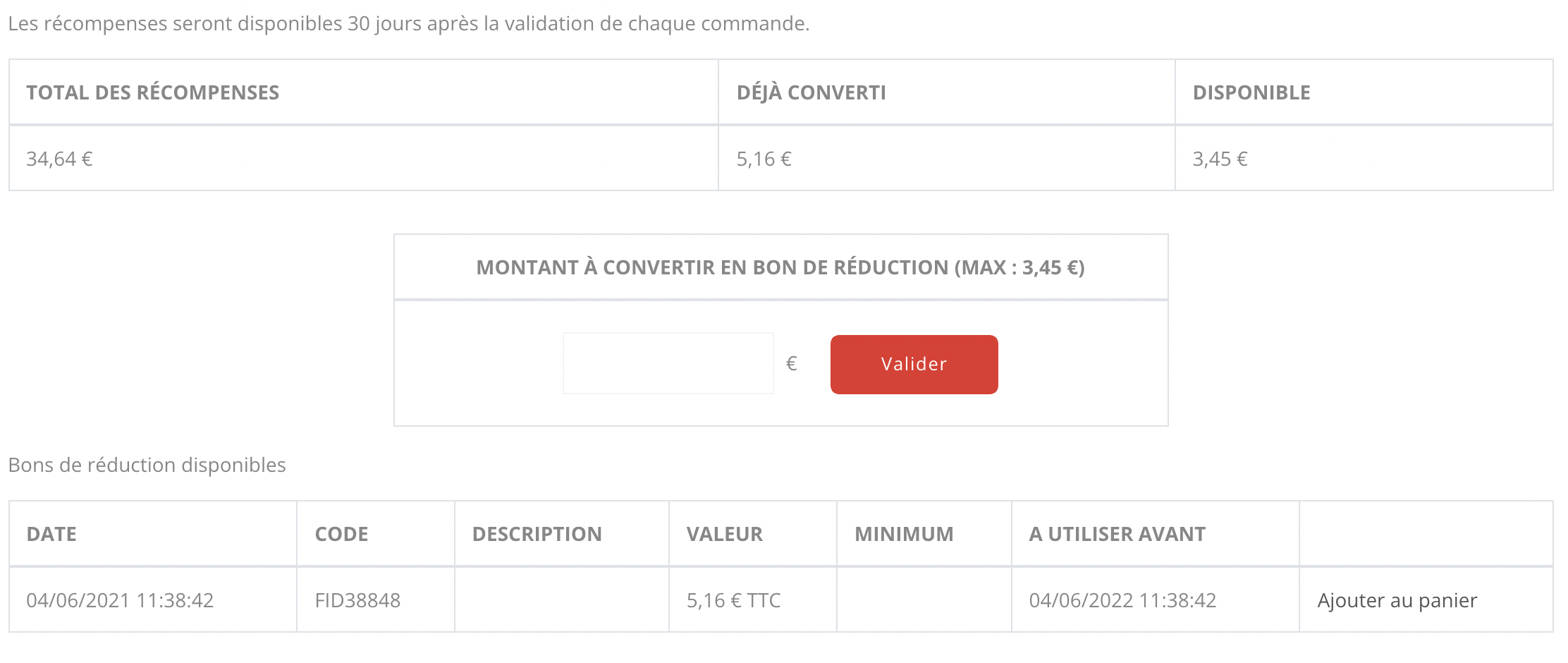 Points à convertir
