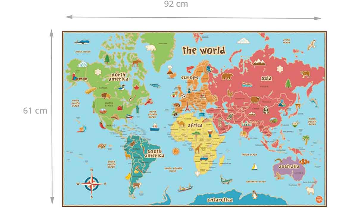 Carte du monde pour enfants adhésive Carte du monde pour enfants adhésive